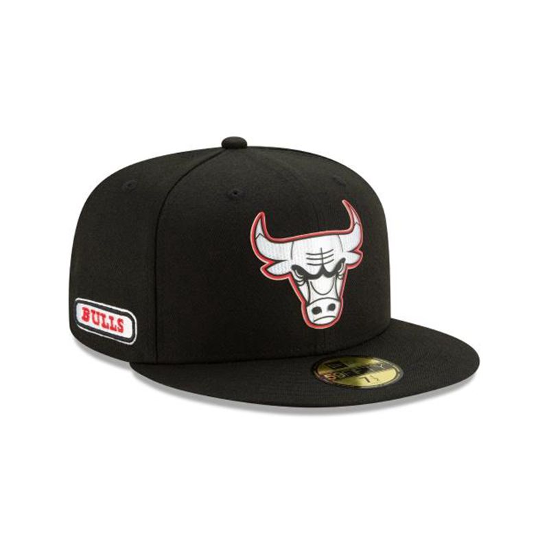 NBA Chicago Bulls Authentics Half Series 59Fifty Fitted (LKD7447) - Black New Era Caps